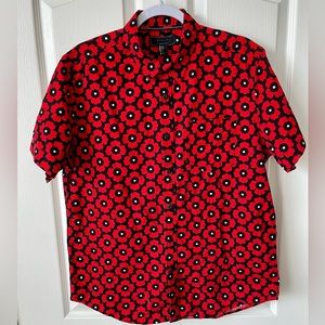 Floral Print Mens Casual Button Down Large